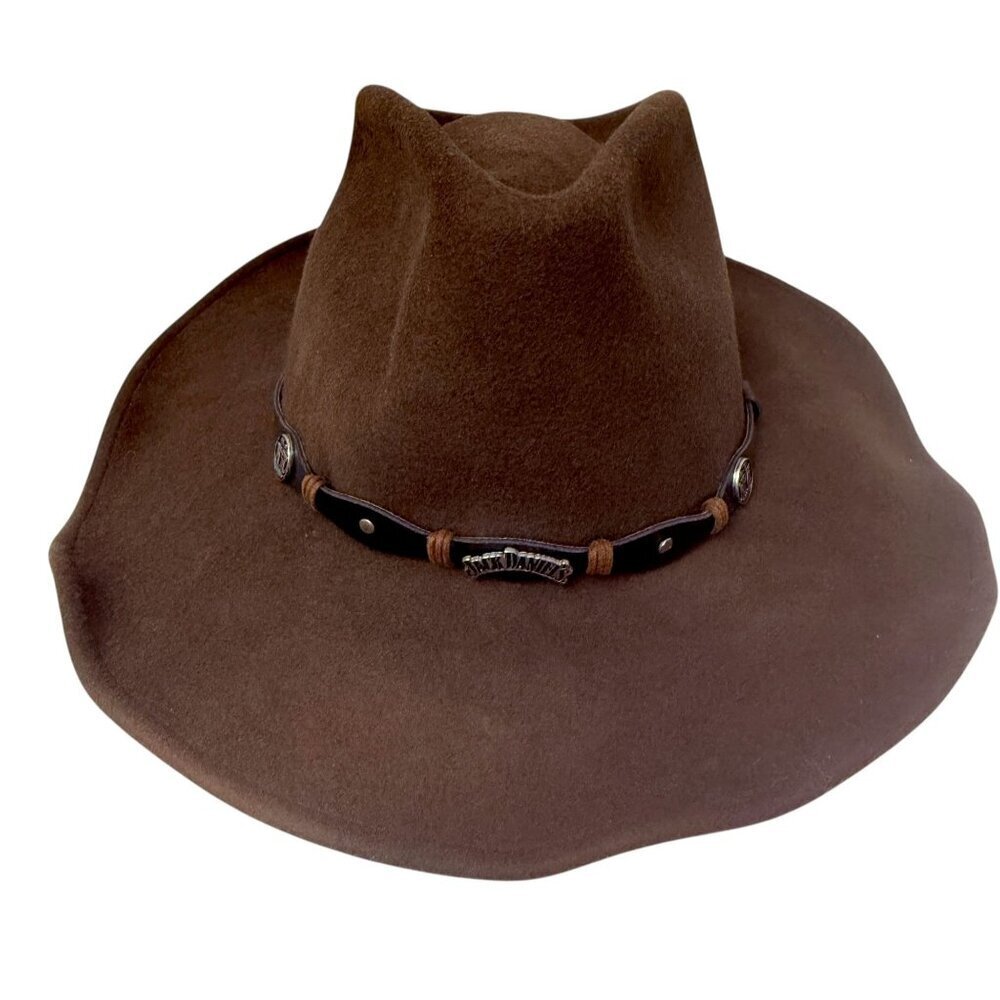 Jack Daniels Cowboy Hat Large Brown 100% Wool Felt Western Crushable